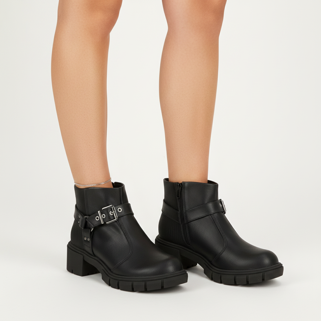 Bota Taco Ancho 5 cm Negro Moleca 35 / Negro