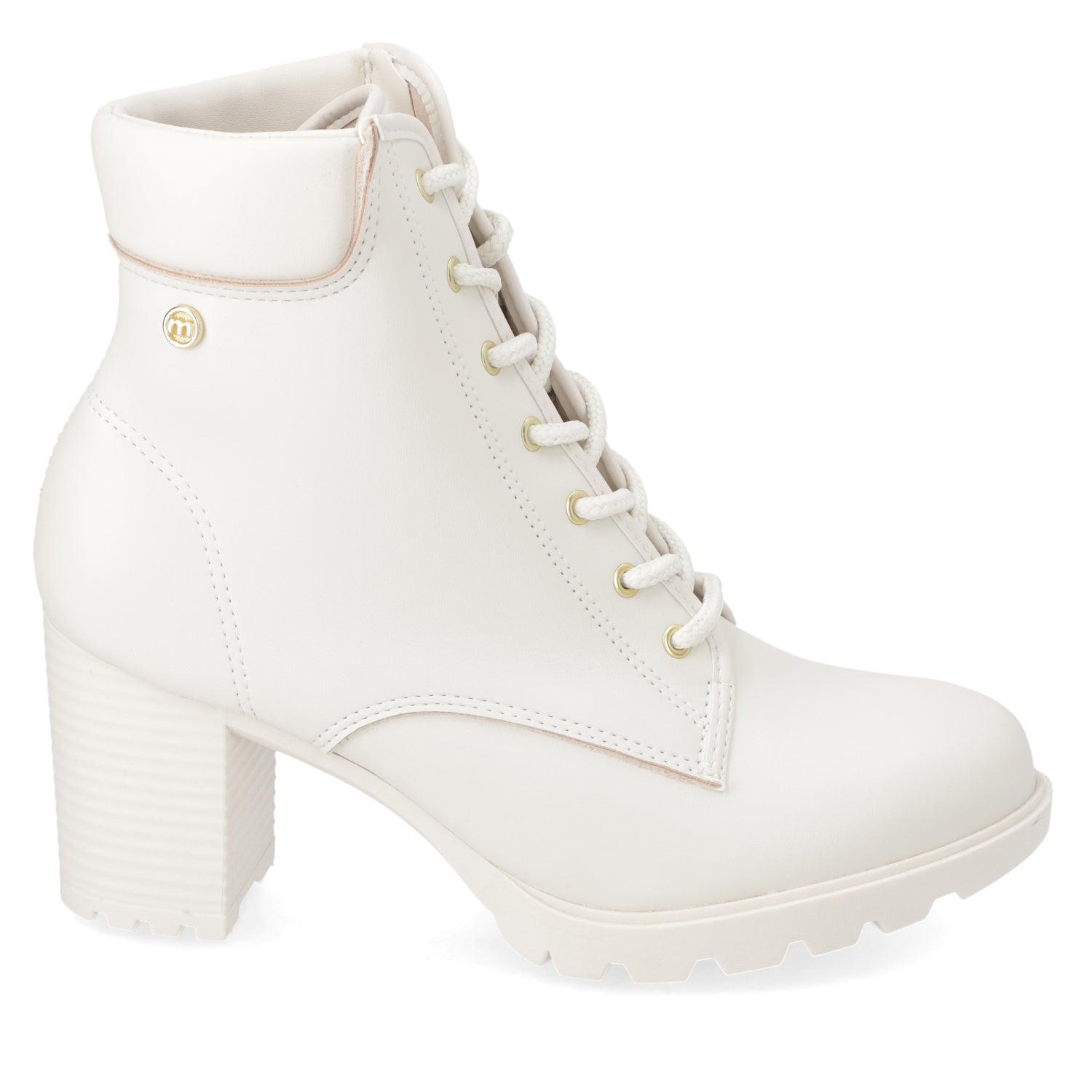 Botin Taco Ancho 7 cm Blanco Moleca 35 / Blanco