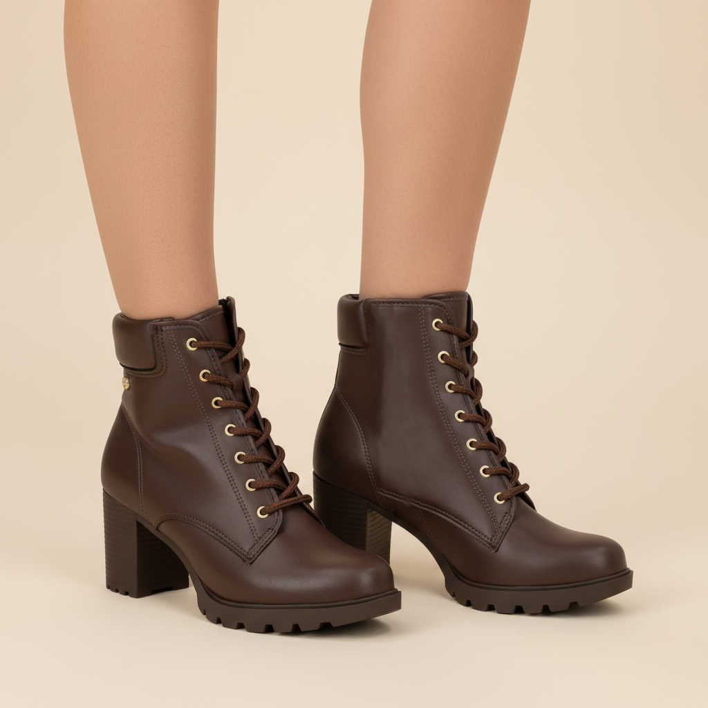 Botin Taco Ancho 7 cm Café Moleca 35 / Café