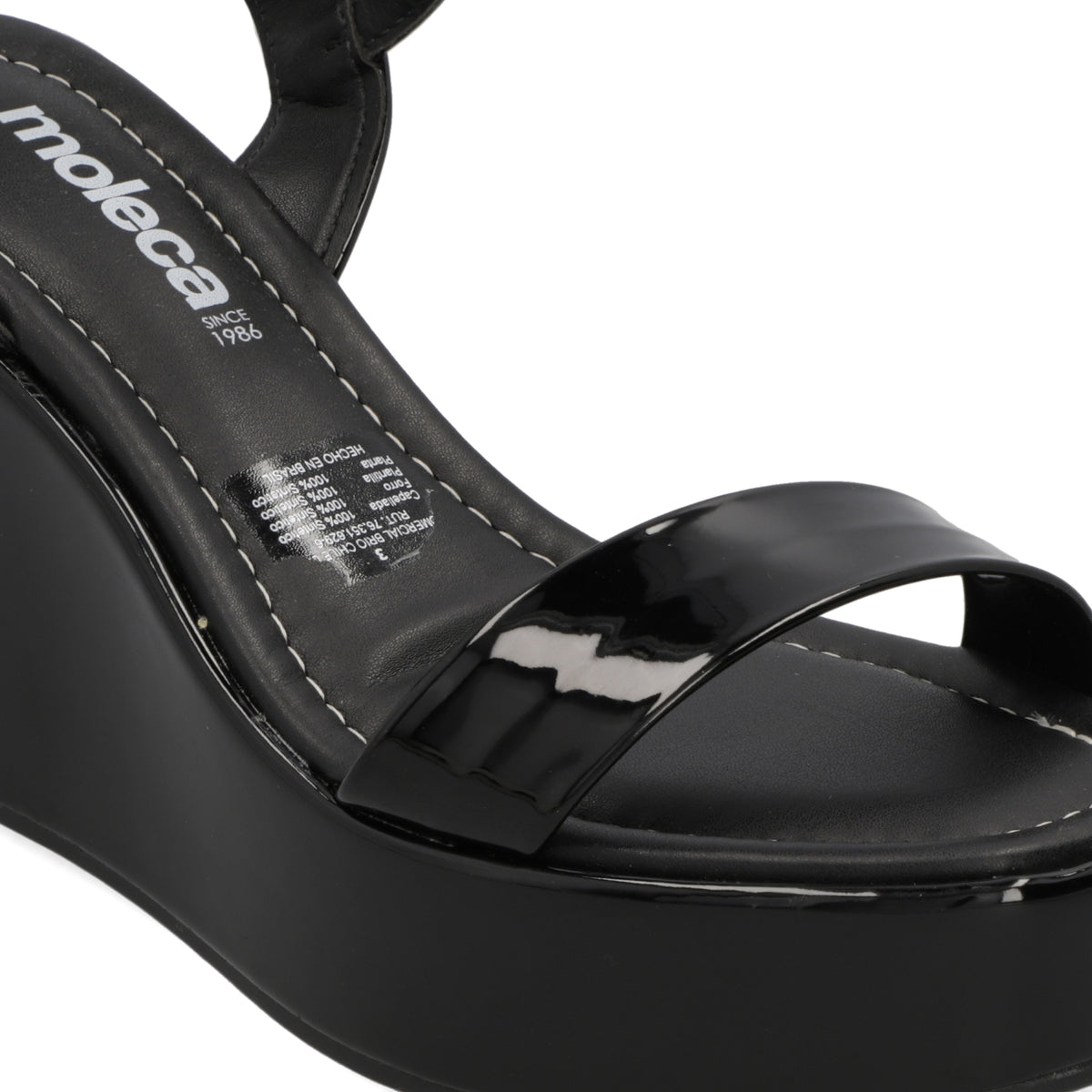 Sandalia Moleca Efecto Charol Negro 5492-102-13488-15745