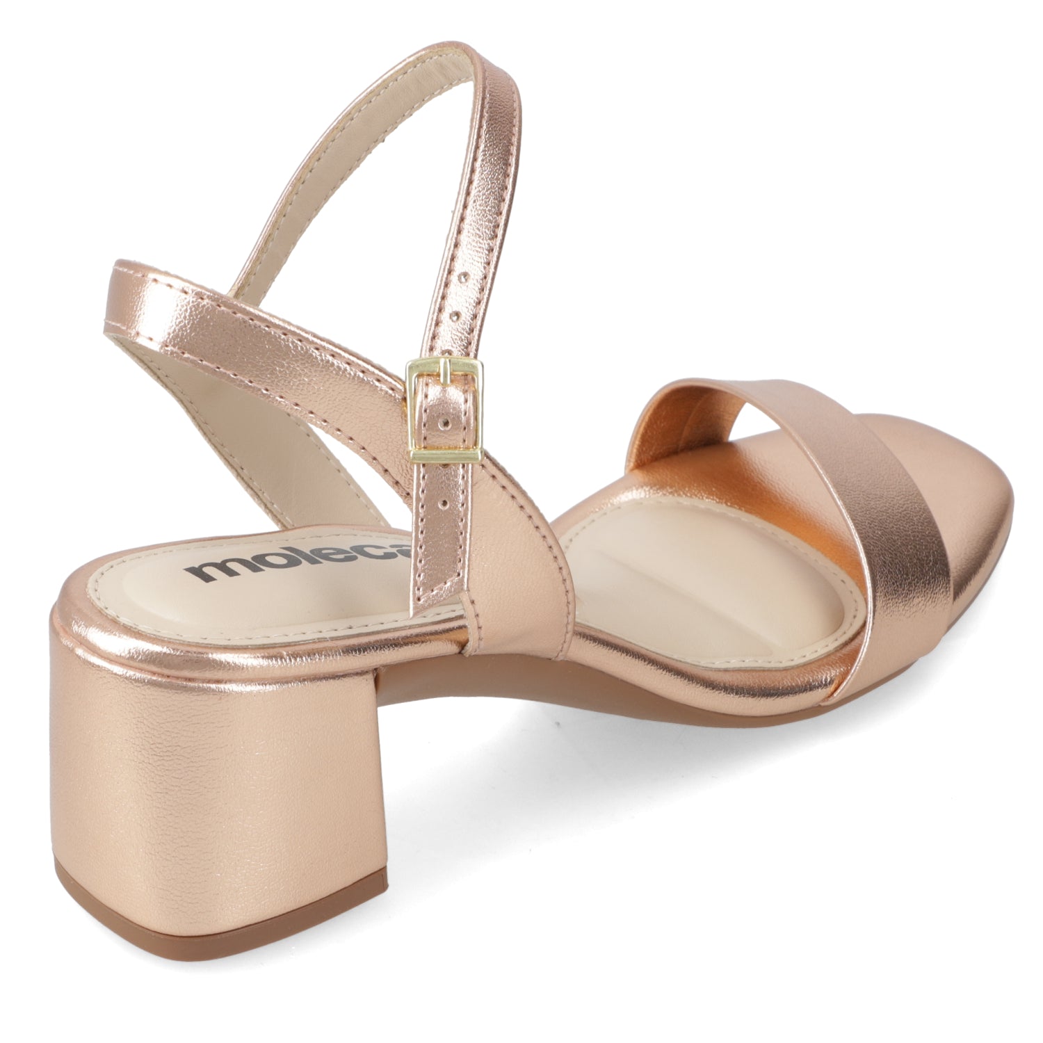 Sandalia Taco Ancho 5 cm Rose Gold Moleca 35 / Rose Gold