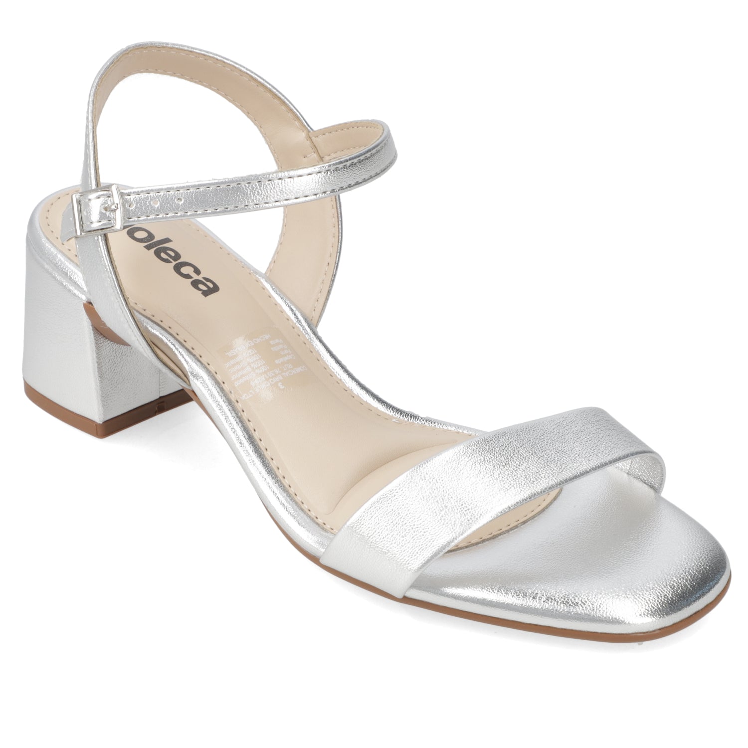 Sandalia Taco Ancho 5 cm Plateado Moleca 35 / Plateado