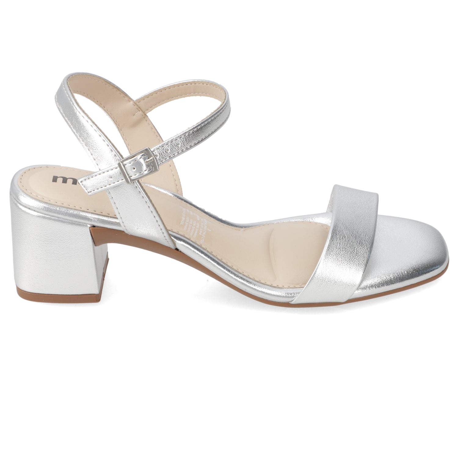 Sandalia Taco Ancho 5 cm Plateado Moleca 35 / Plateado