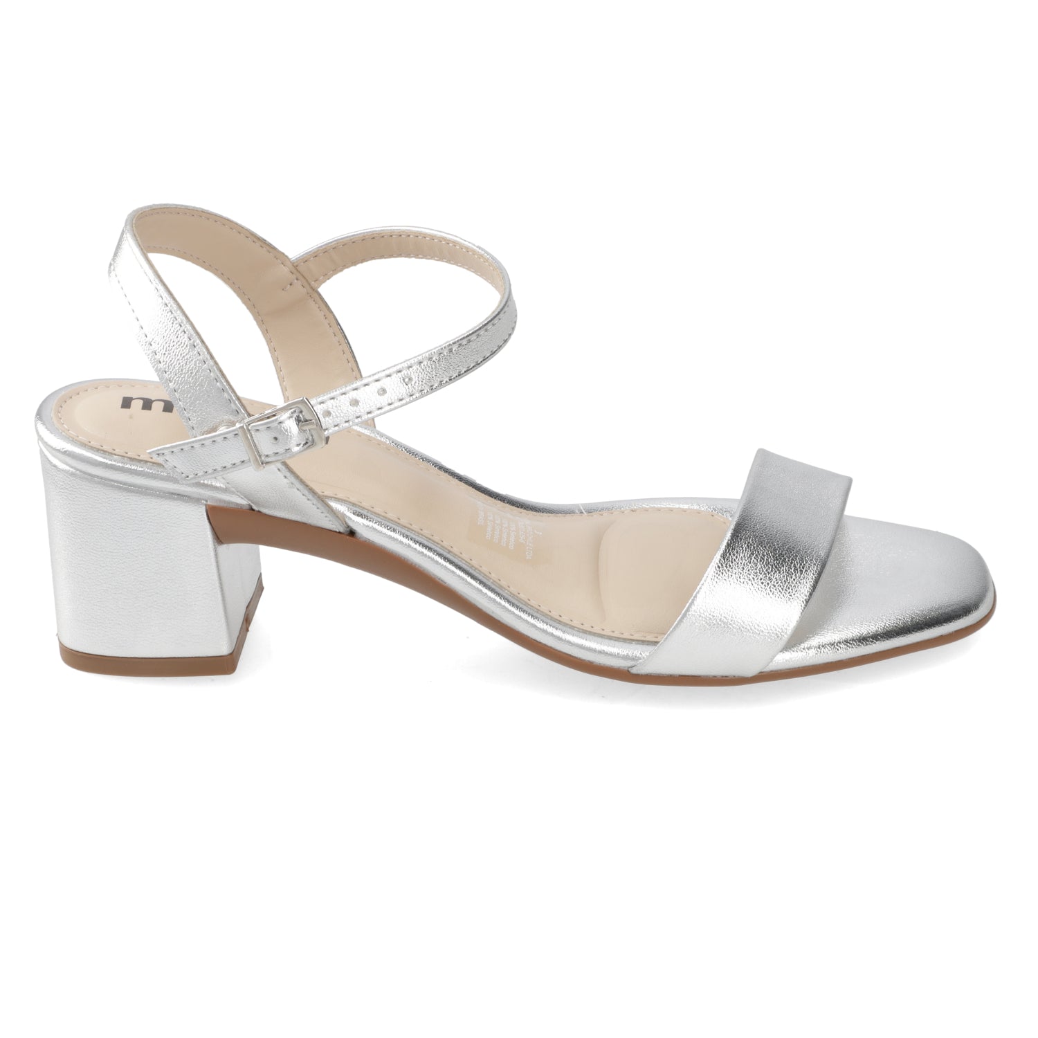 Sandalia Taco Ancho 5 cm Plateado Moleca 35 / Plateado