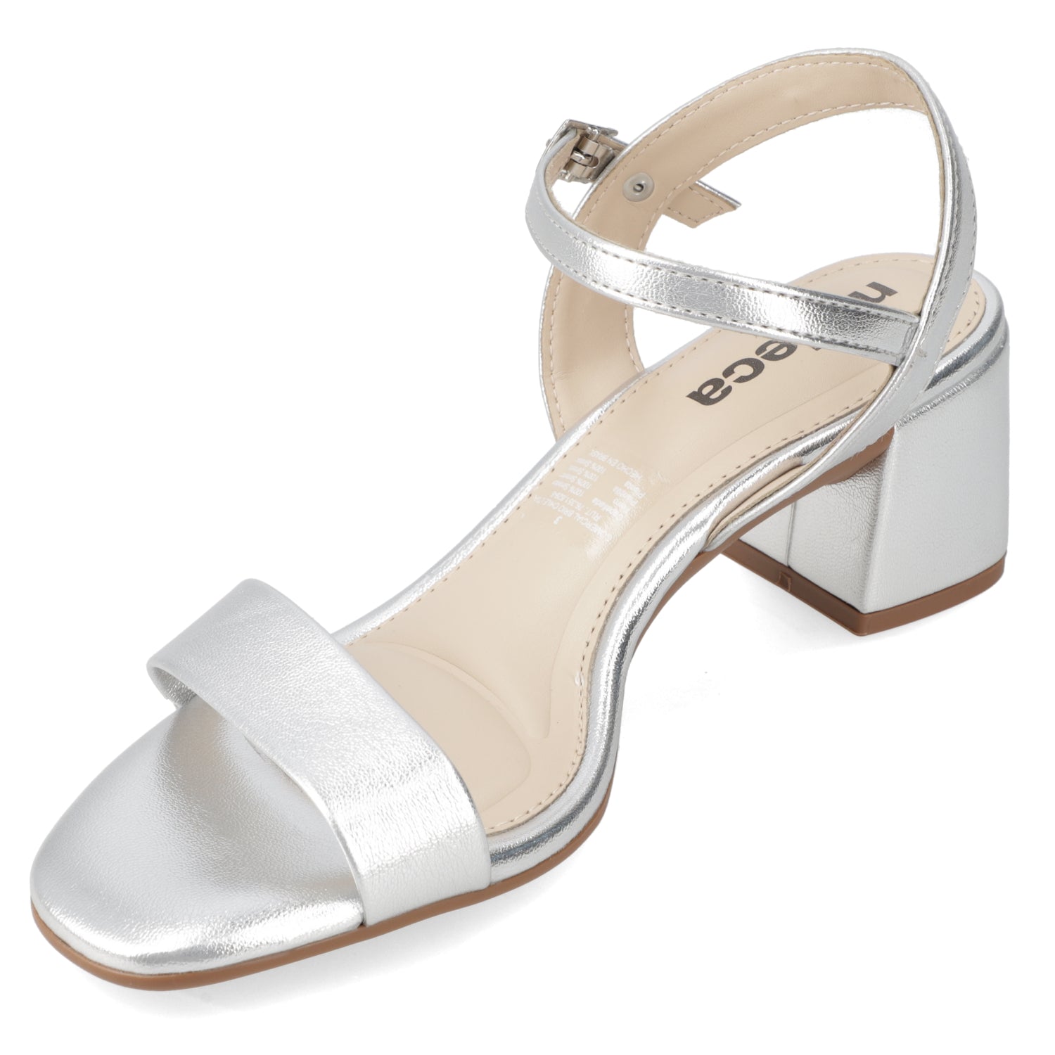 Sandalia Taco Ancho 5 cm Plateado Moleca 35 / Plateado