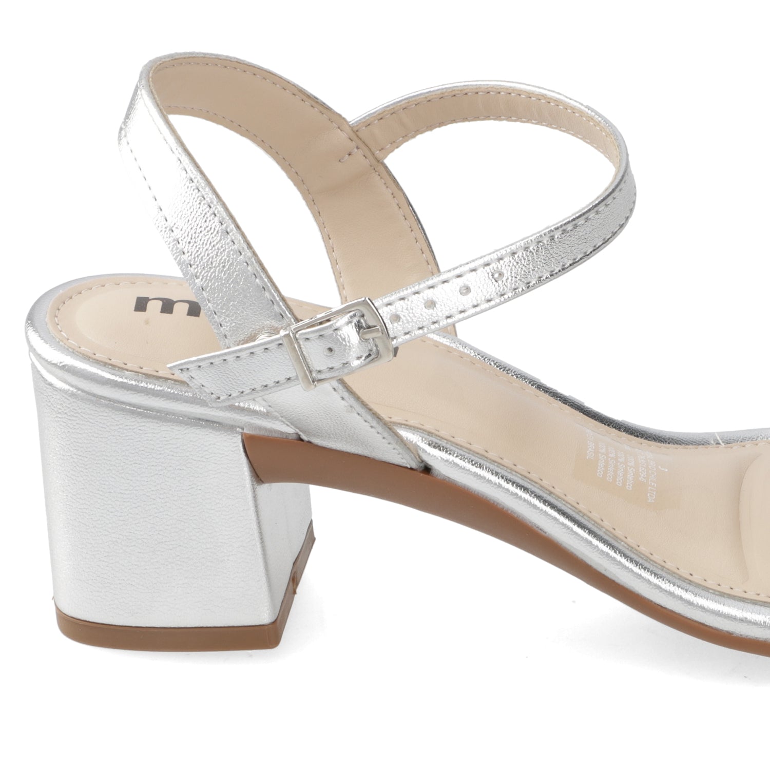 Sandalia Taco Ancho 5 cm Plateado Moleca 35 / Plateado