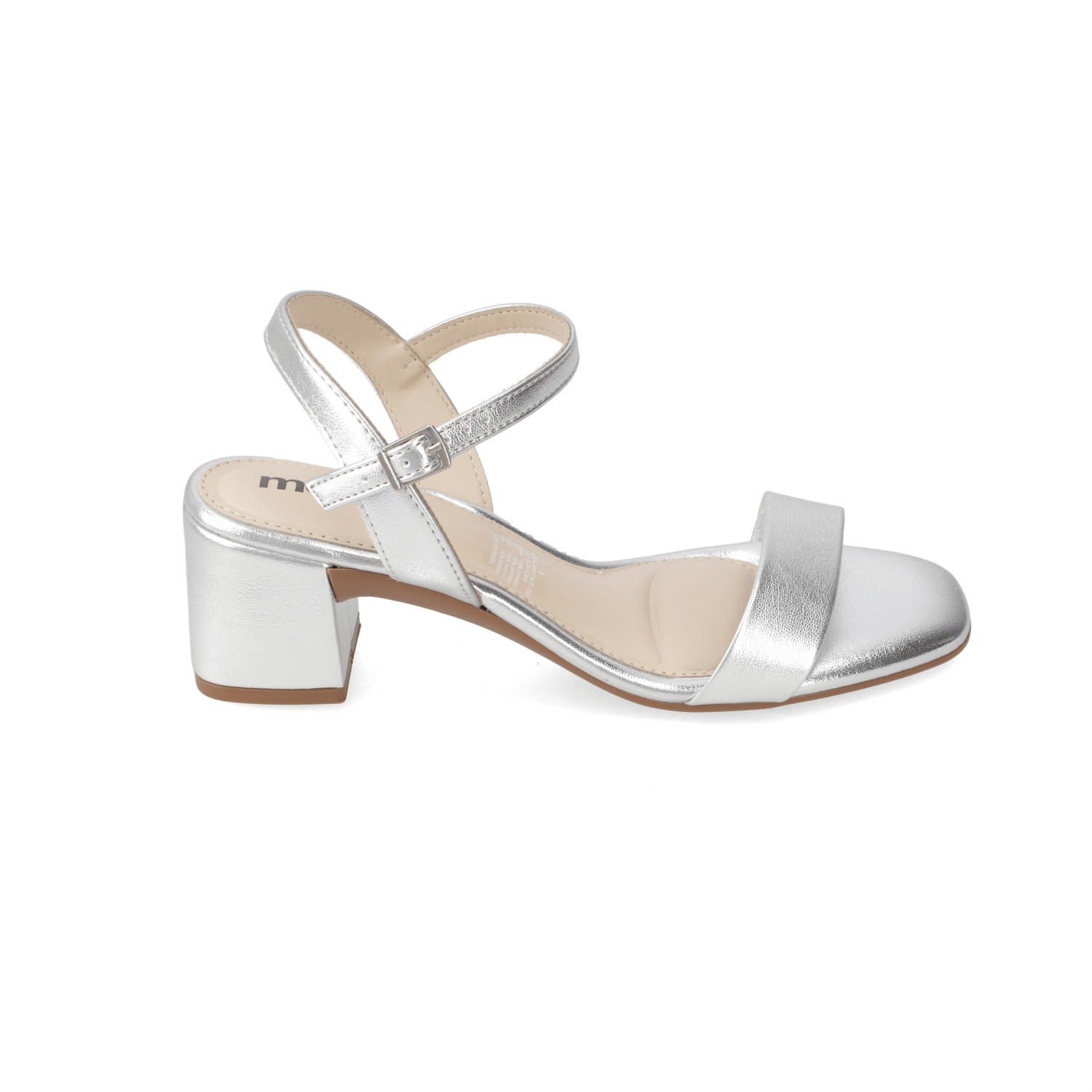 Sandalia Taco Ancho 5 cm Plateado Moleca 35 / Plateado