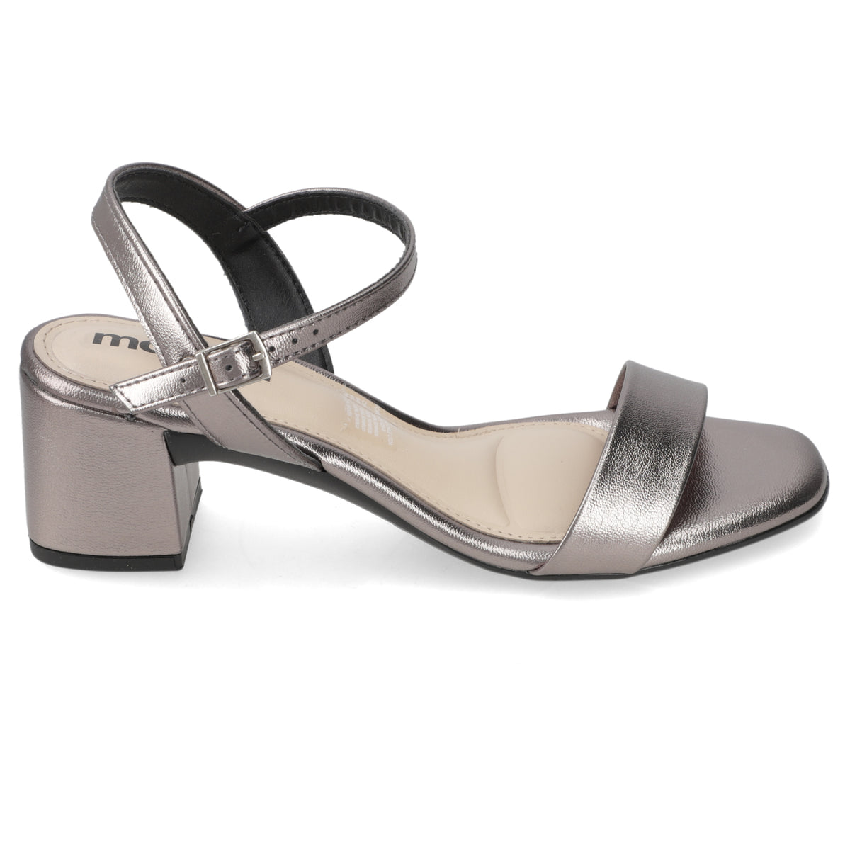 Sandalia Taco Ancho 5 cm Plateado Moleca 35 / Plateado