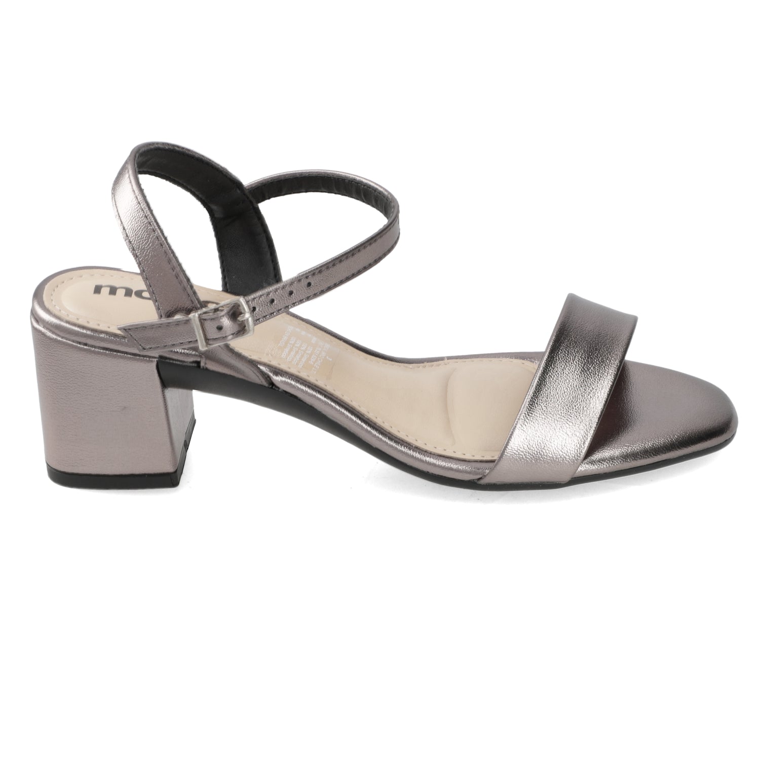 Sandalia Taco Ancho 5 cm Plateado Moleca 35 / Plateado