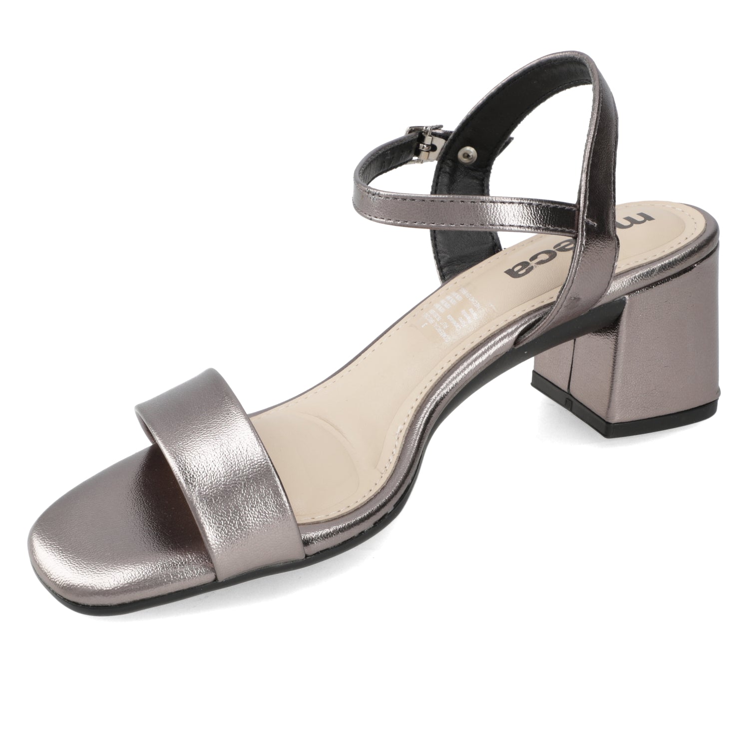 Sandalia Taco Ancho 5 cm Plateado Moleca 35 / Plateado