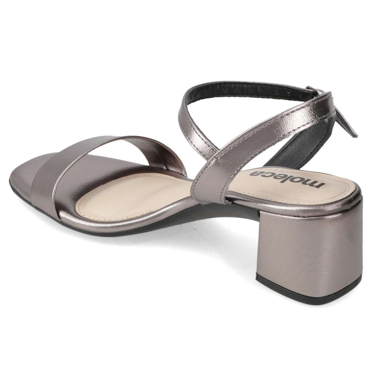 Sandalia Taco Ancho 5 cm Plateado Moleca 35 / Plateado