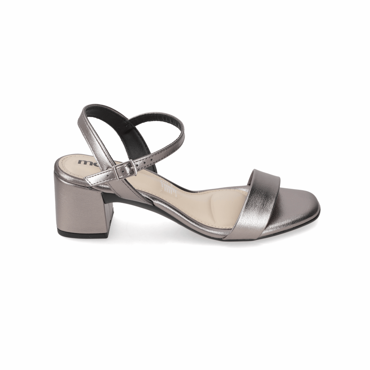 Sandalia Taco Ancho 5 cm Plateado Moleca 35 / Plateado