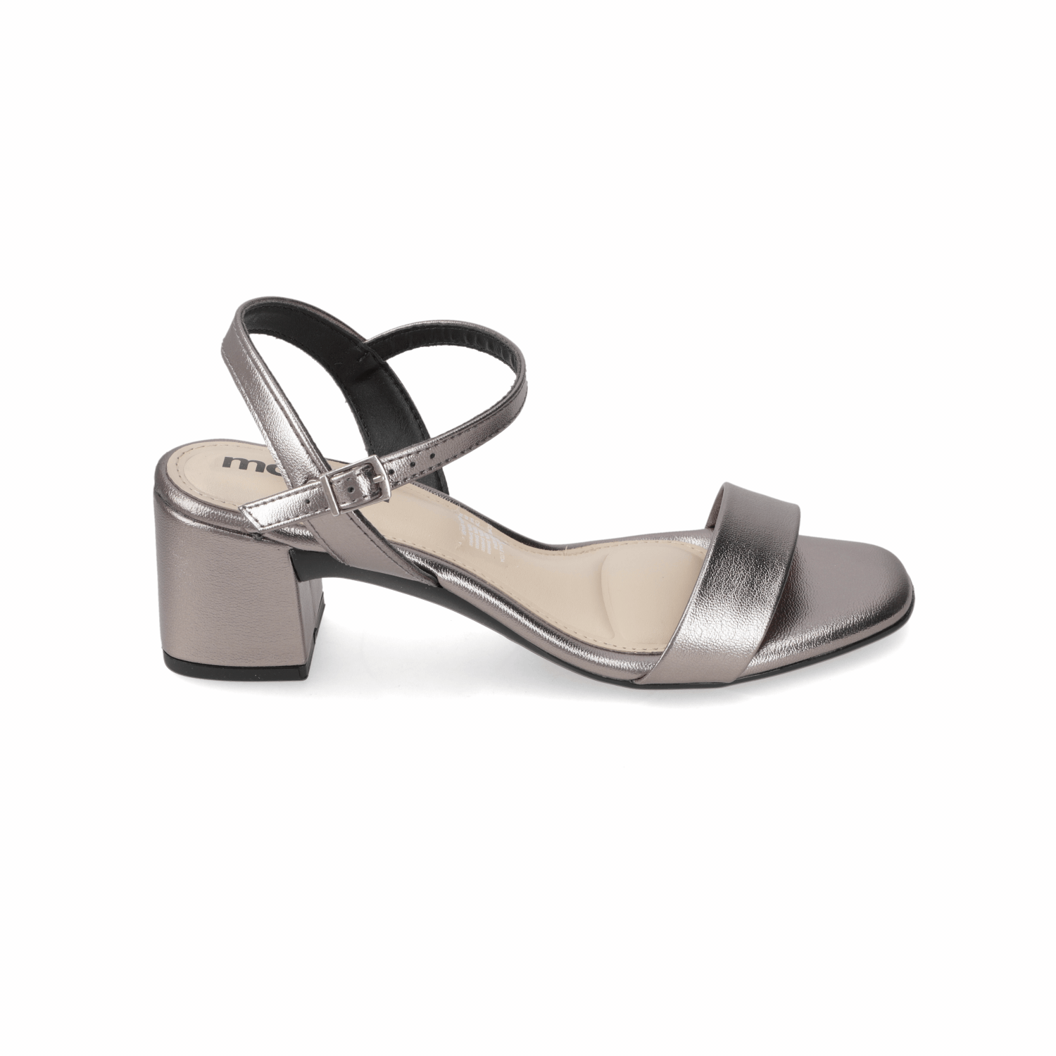 Sandalia Taco Ancho 5 cm Plateado Moleca 35 / Plateado