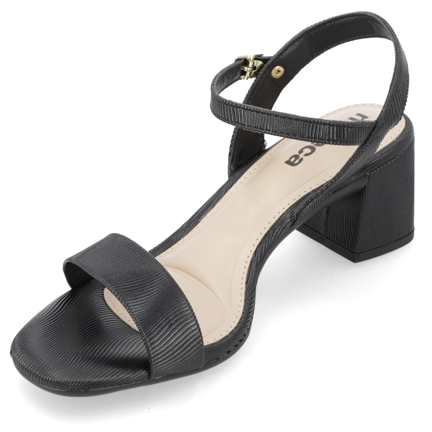 Sandalia Taco Ancho Medio Negro Moleca Ecocuero 35 / Negro