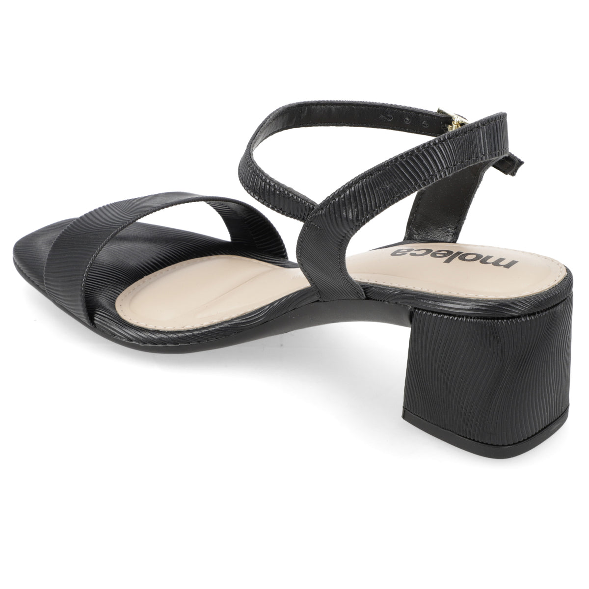 Sandalia Taco Ancho Medio Negro Moleca Ecocuero 35 / Negro