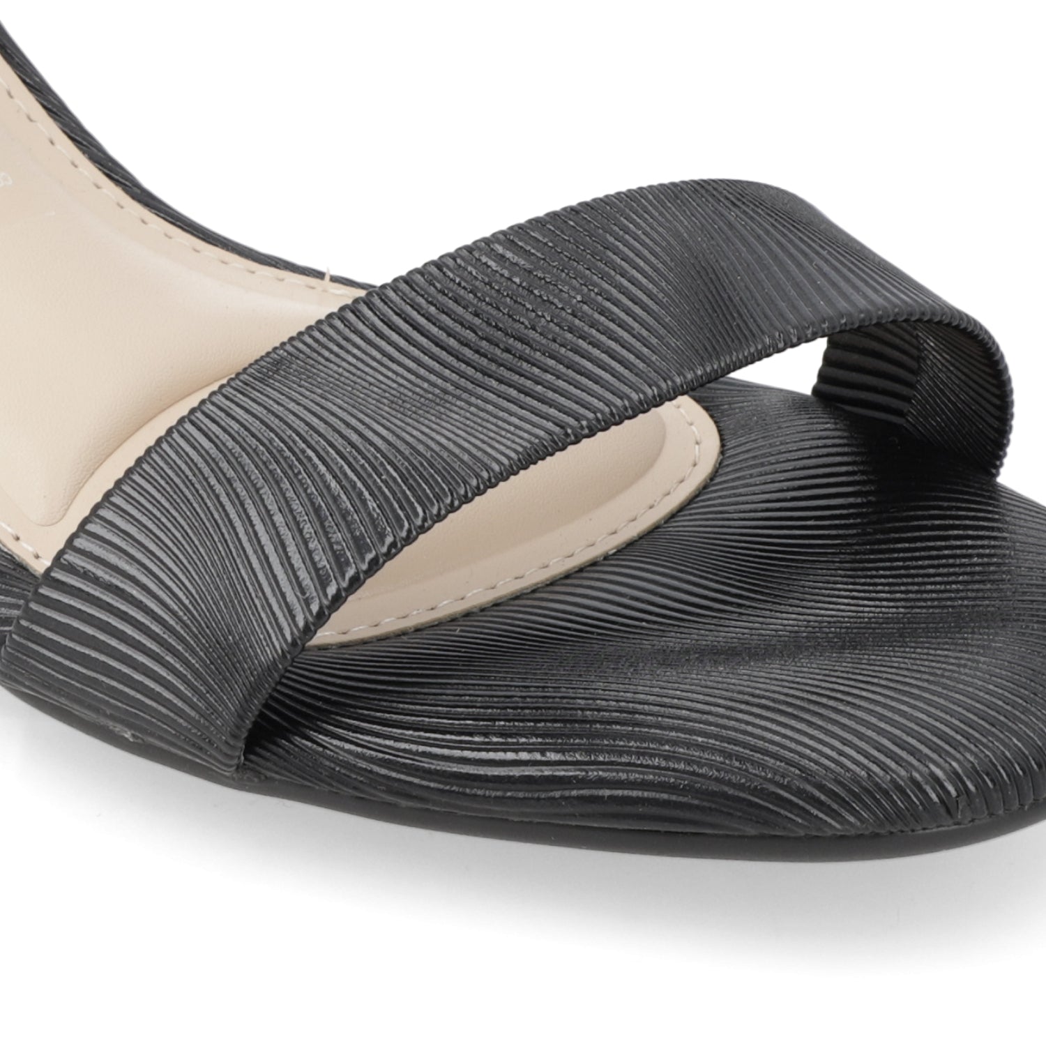 Sandalia Taco Ancho Medio Negro Moleca Ecocuero 35 / Negro