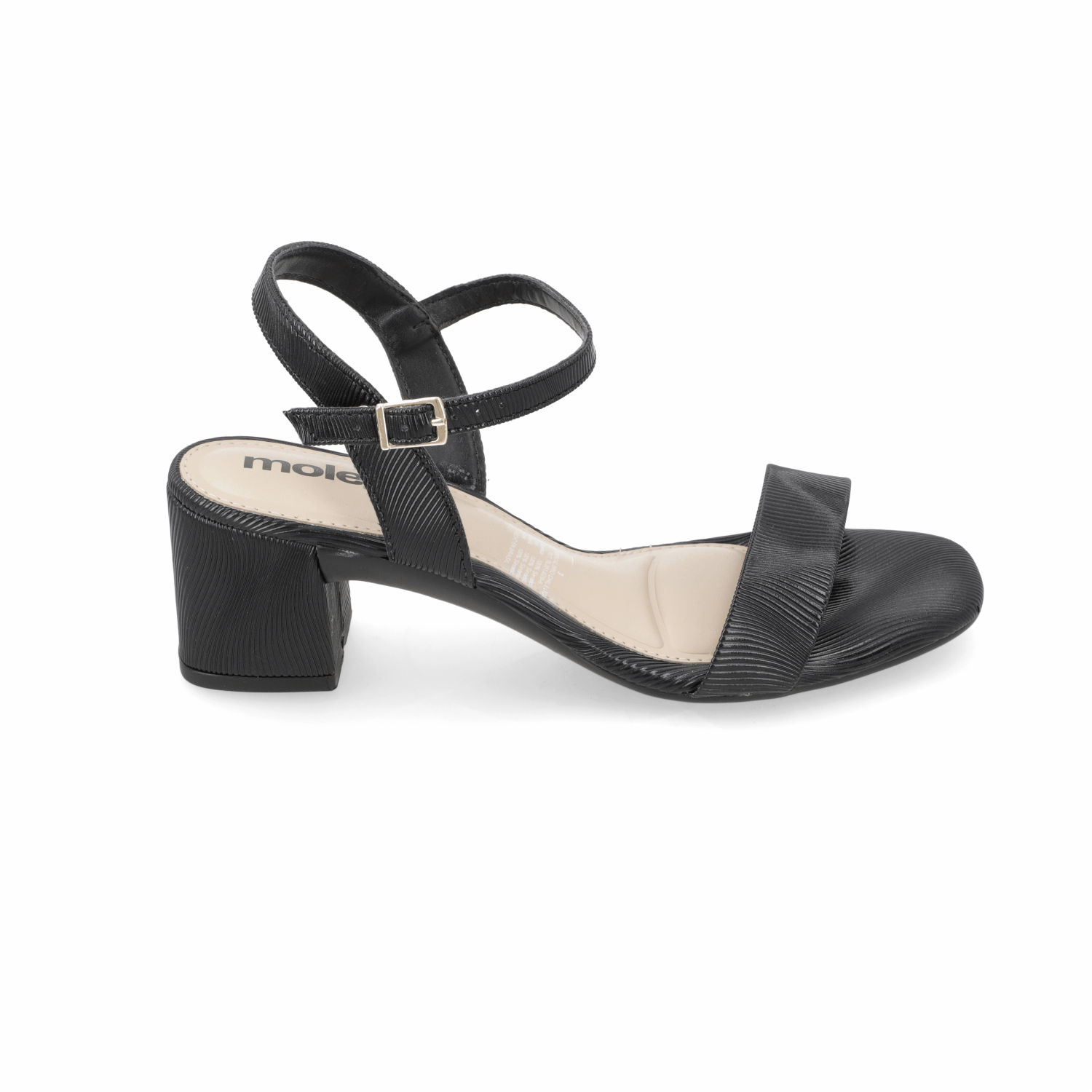 Sandalia Taco Ancho Medio Negro Moleca Ecocuero 35 / Negro