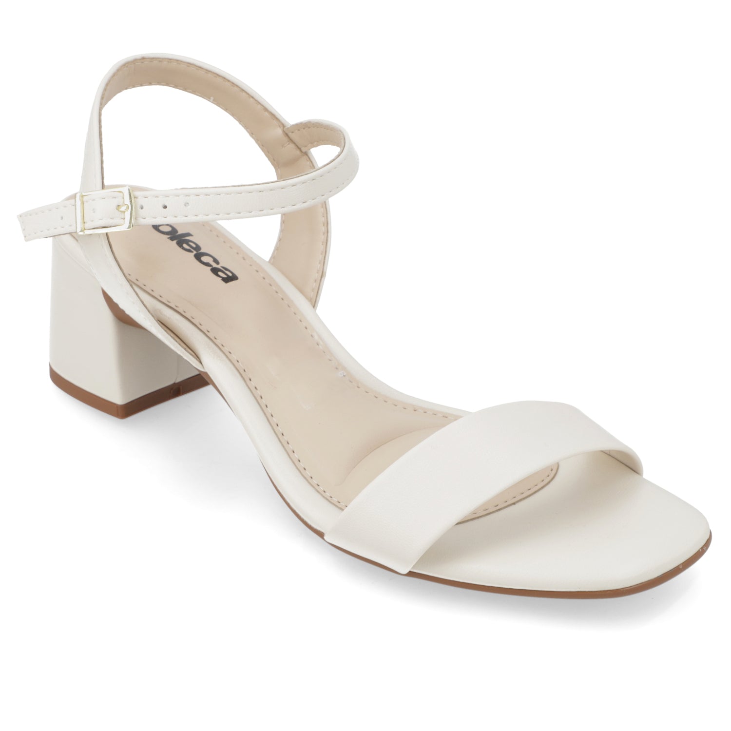 Sandalia Taco Ancho Medio Blanco OFF Moleca Ecocuero 35 / Blanco OFF