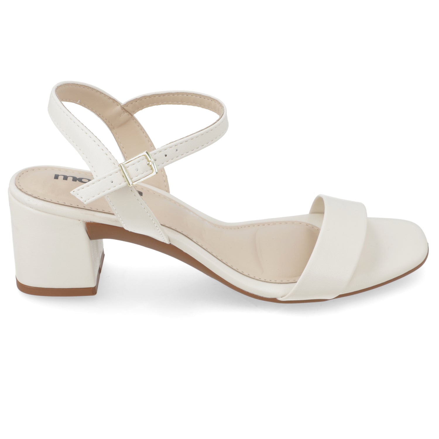 Sandalia Taco Ancho Medio Blanco OFF Moleca Ecocuero 35 / Blanco OFF