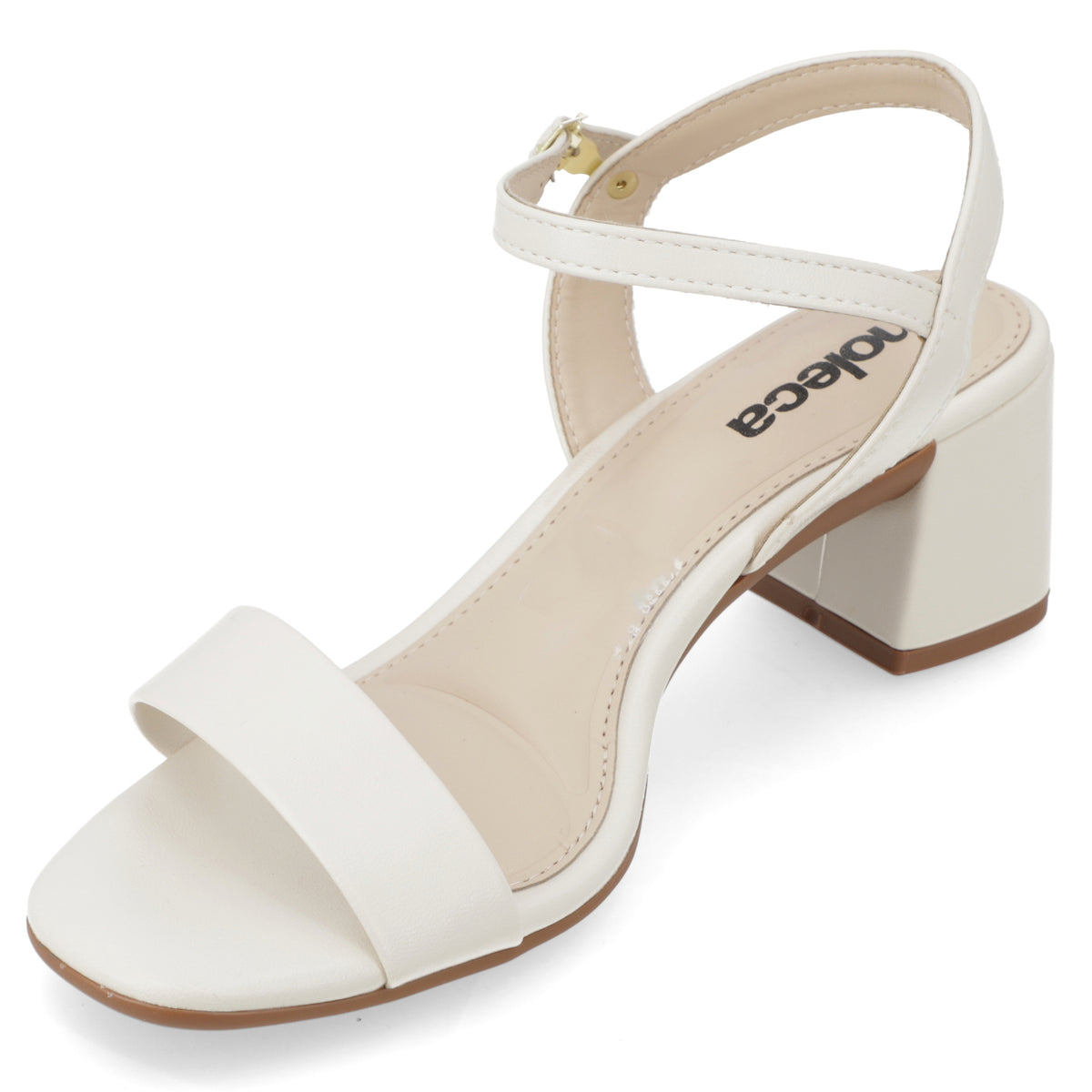 Sandalia Taco Ancho Medio Blanco OFF Moleca Ecocuero 35 / Blanco OFF