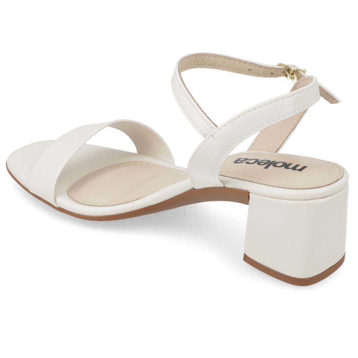 Sandalia Taco Ancho Medio Blanco OFF Moleca Ecocuero 35 / Blanco OFF