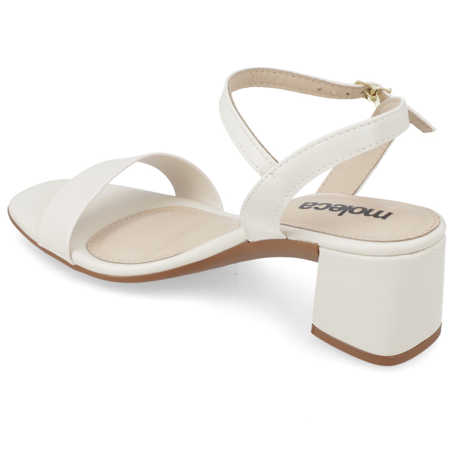 Sandalia Taco Ancho Medio Blanco OFF Moleca Ecocuero 35 / Blanco OFF