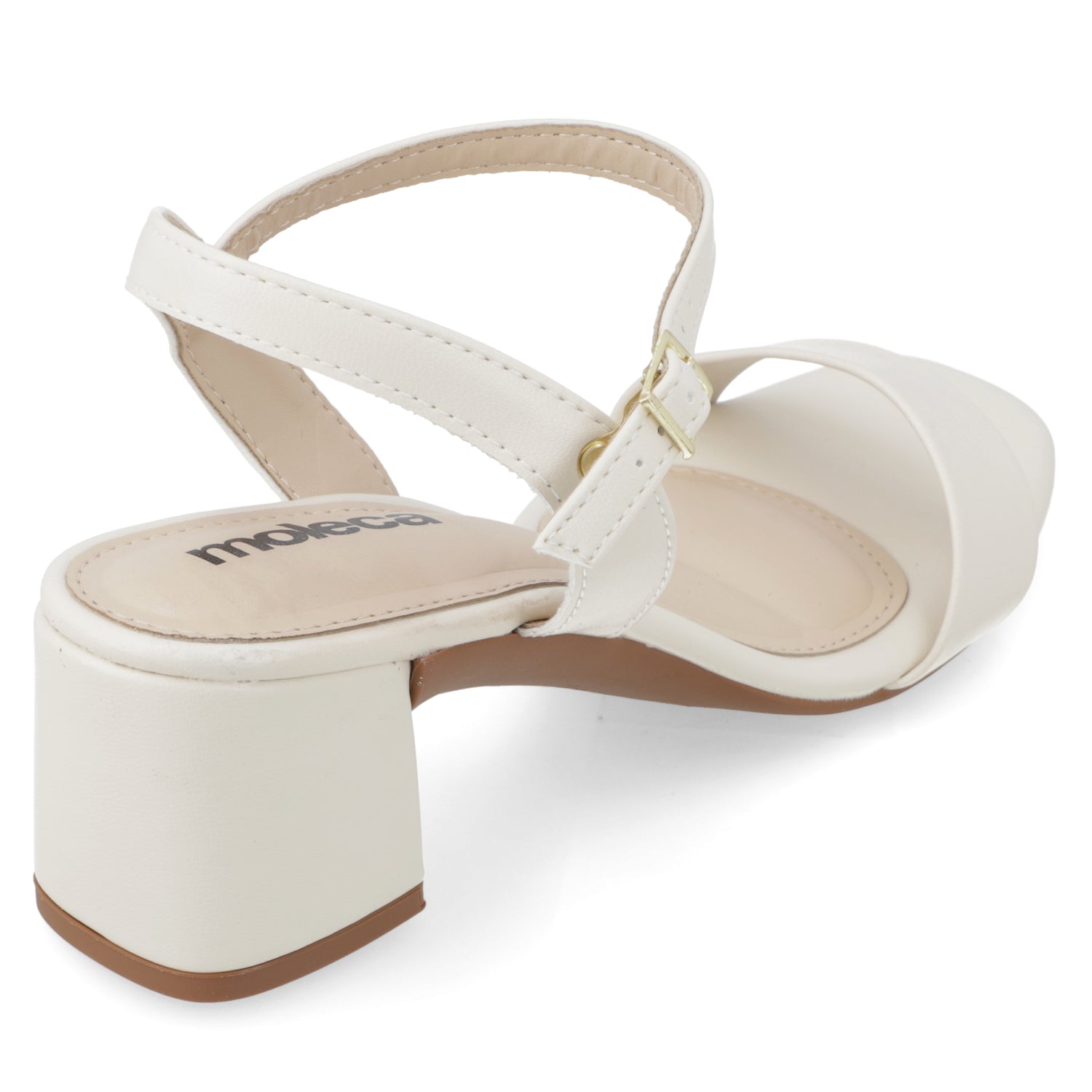 Sandalia Taco Ancho Medio Blanco OFF Moleca Ecocuero 35 / Blanco OFF