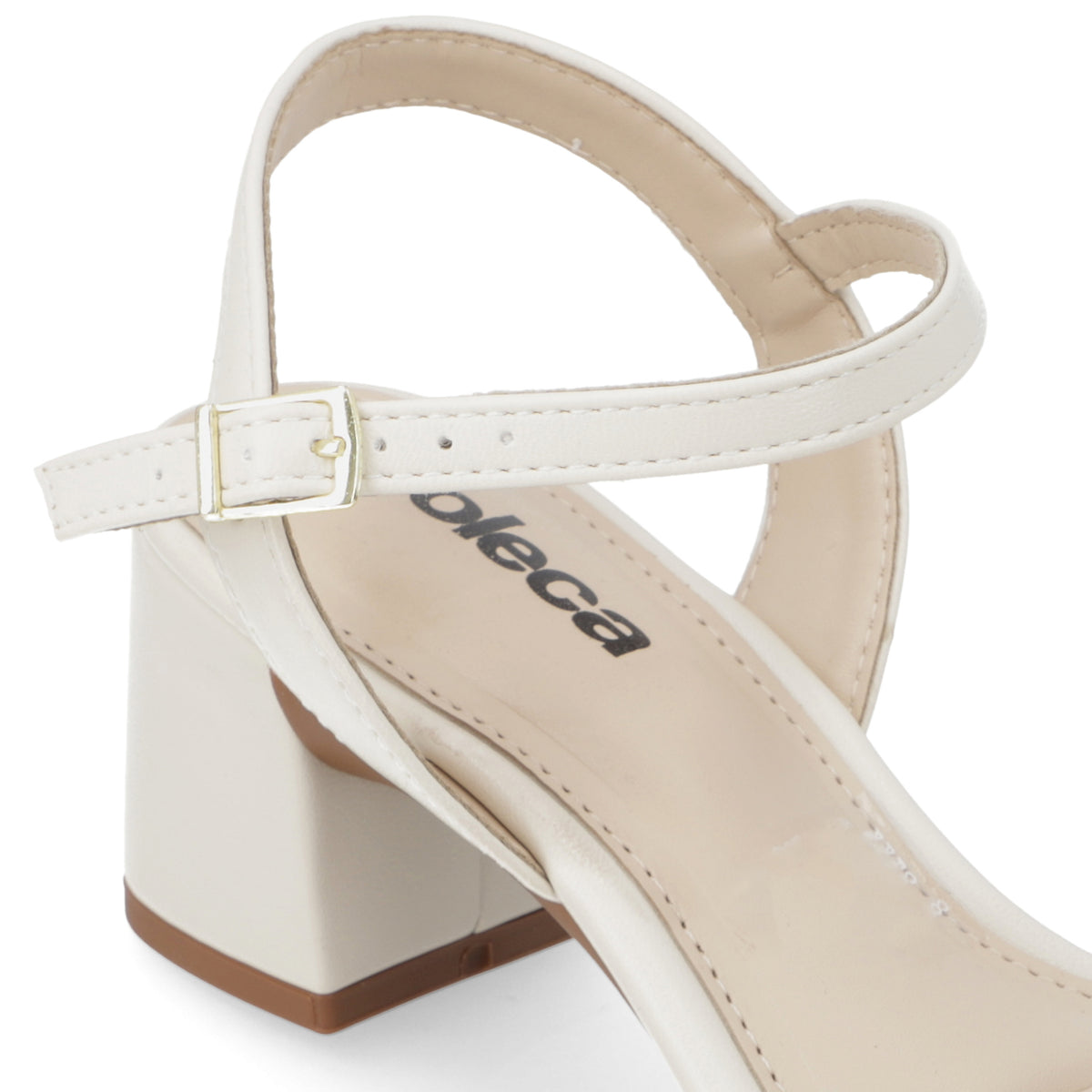 Sandalia Taco Ancho Medio Blanco OFF Moleca Ecocuero 35 / Blanco OFF