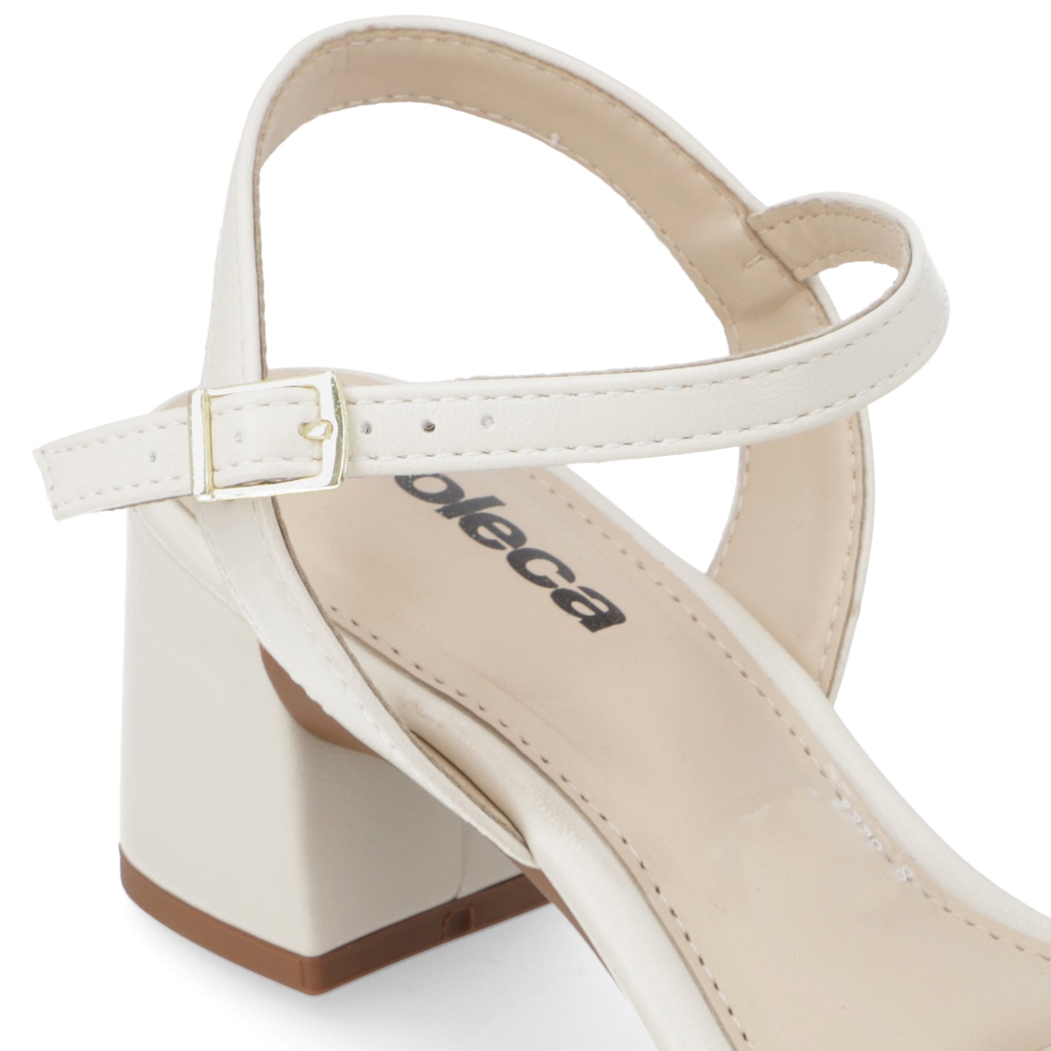 Sandalia Taco Ancho Medio Blanco OFF Moleca Ecocuero 35 / Blanco OFF