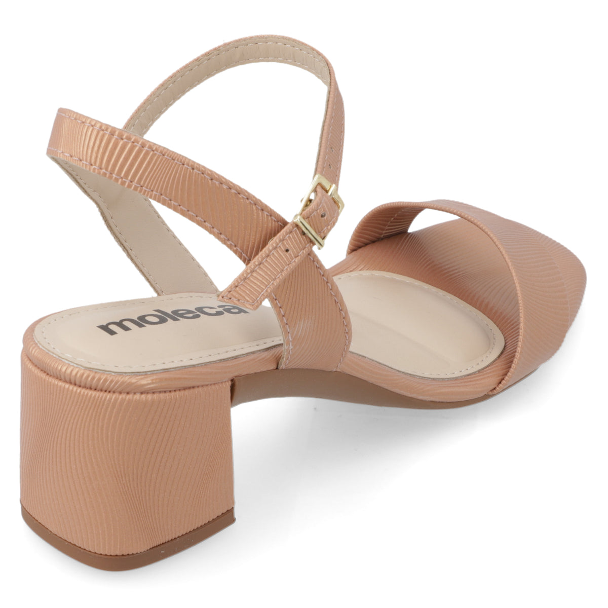 Sandalia Taco Ancho Medio Nude Moleca Ecocuero 35 / Nude