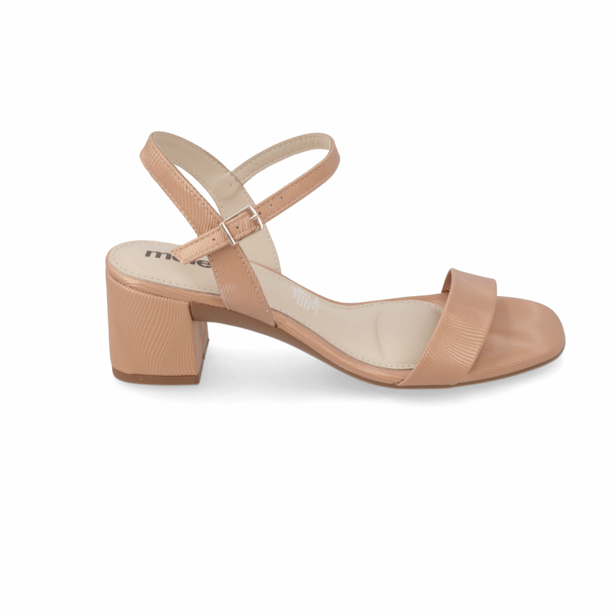 Sandalia Taco Ancho Medio Nude Moleca Ecocuero 35 / Nude