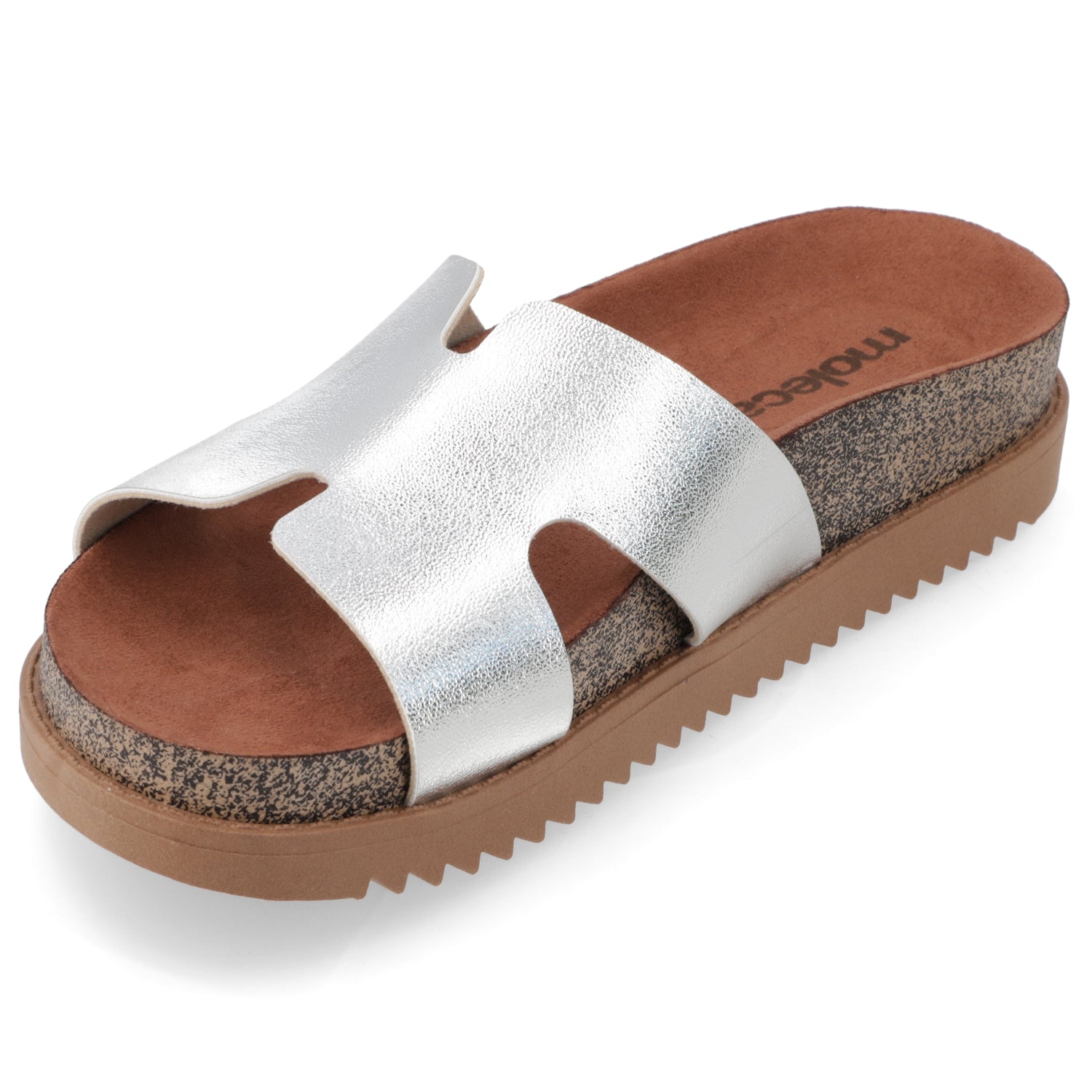 Sandalia Plateado Moleca Ecocuero Metalizado 35 / Plateado