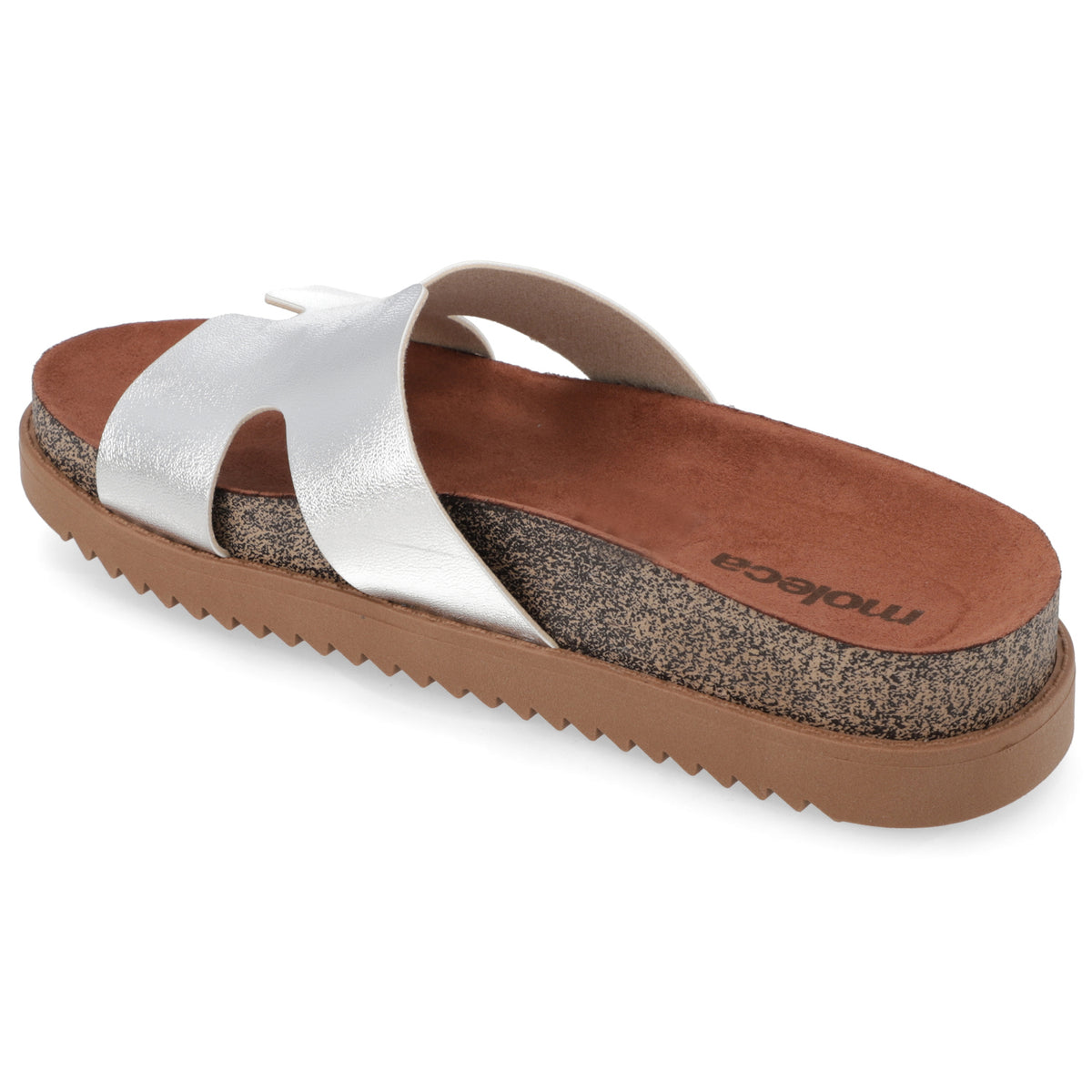 Sandalia Plateado Moleca Ecocuero Metalizado 35 / Plateado