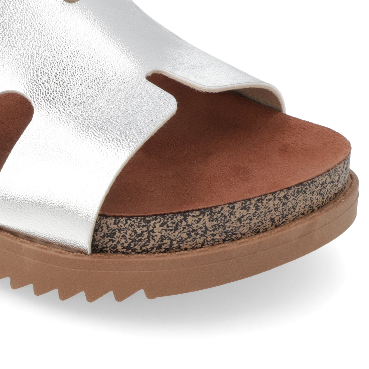 Sandalia Plateado Moleca Ecocuero Metalizado 35 / Plateado