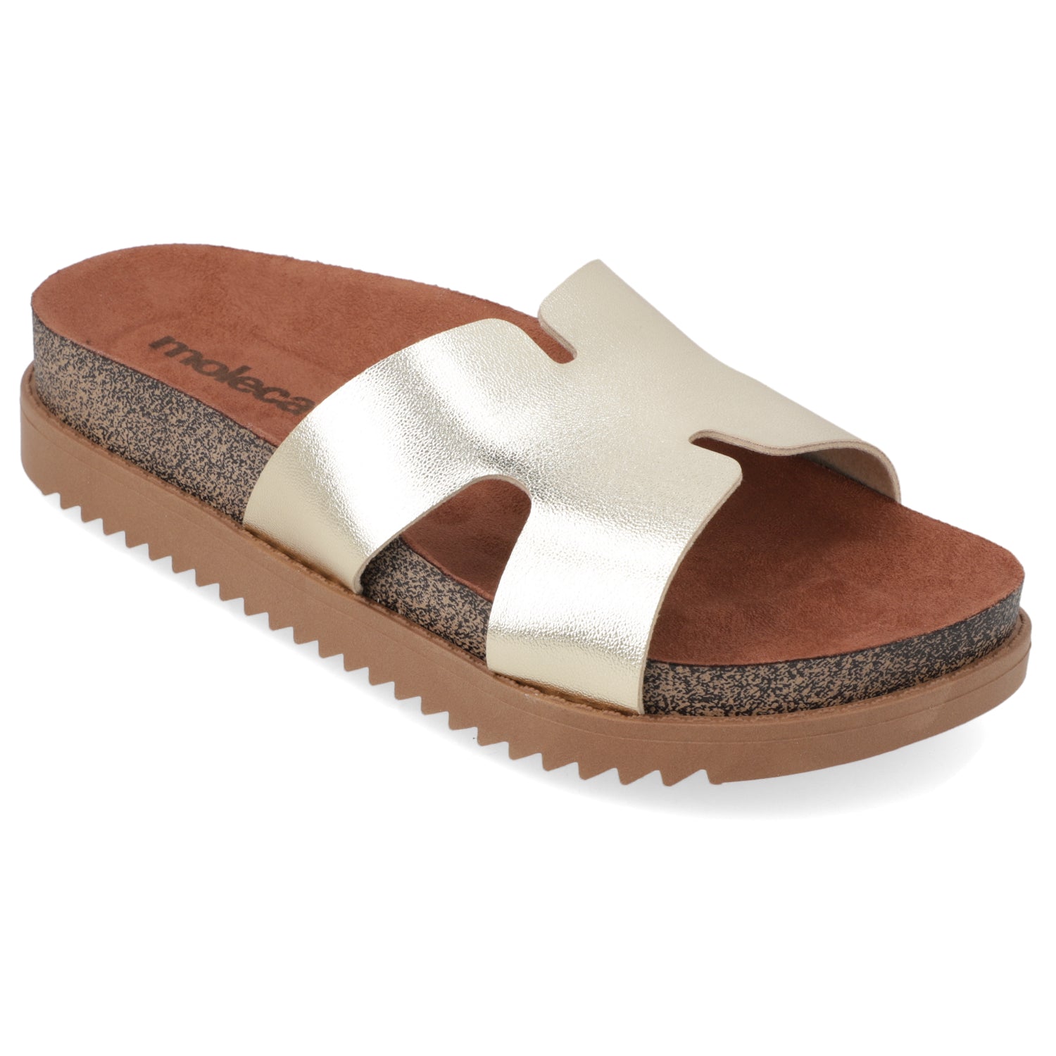 Sandalia Dorado Moleca Ecocuero Metalizado 34 / Dorado