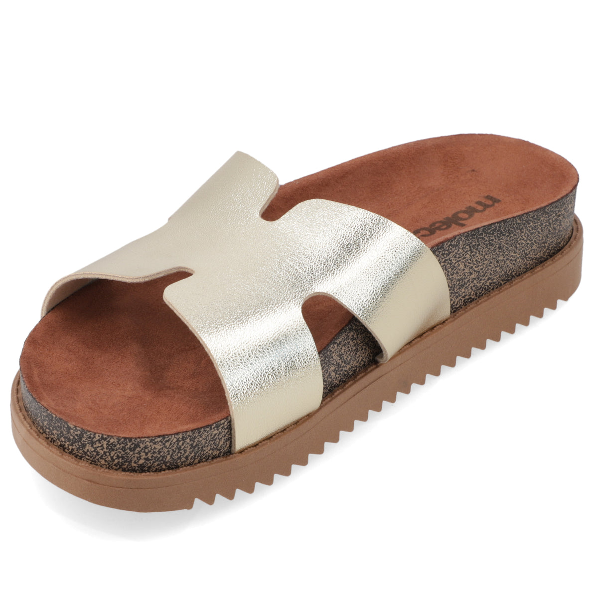 Sandalia Dorado Moleca Ecocuero Metalizado 34 / Dorado