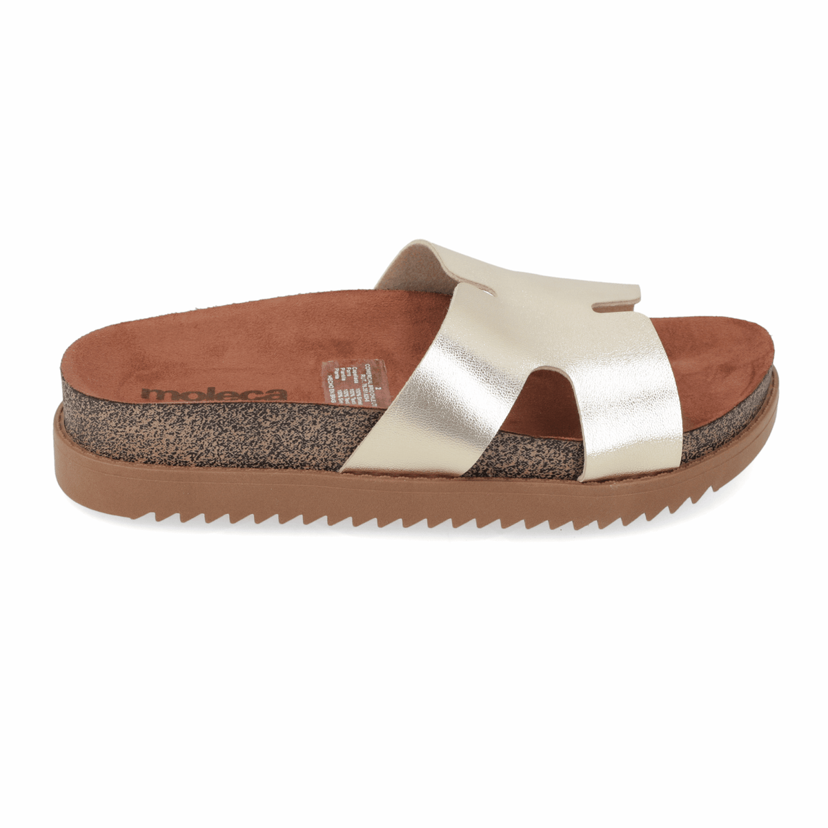 Sandalia Dorado Moleca Ecocuero Metalizado 34 / Dorado