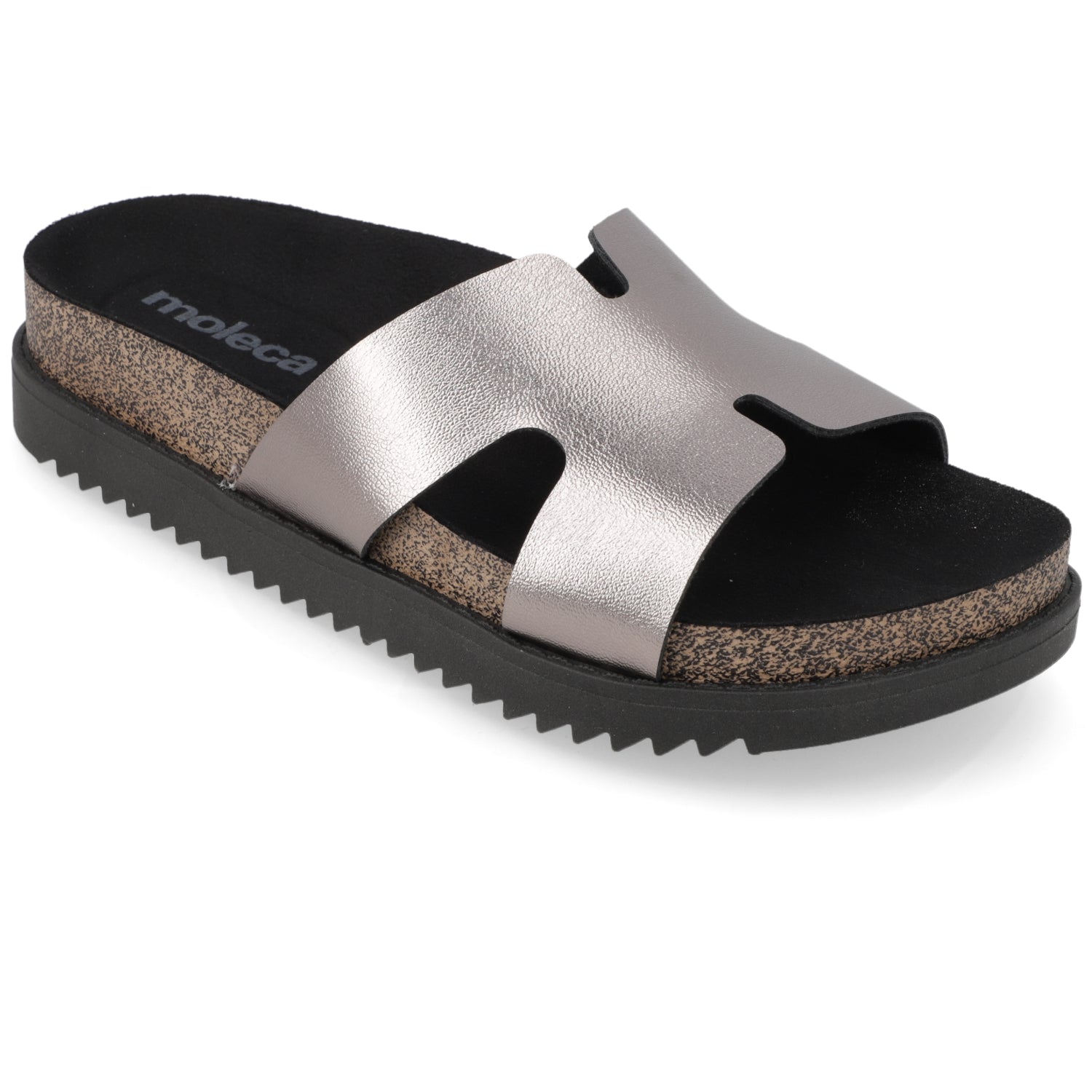 Sandalia Grafito Moleca Ecocuero Metalizado 34 / Grafito