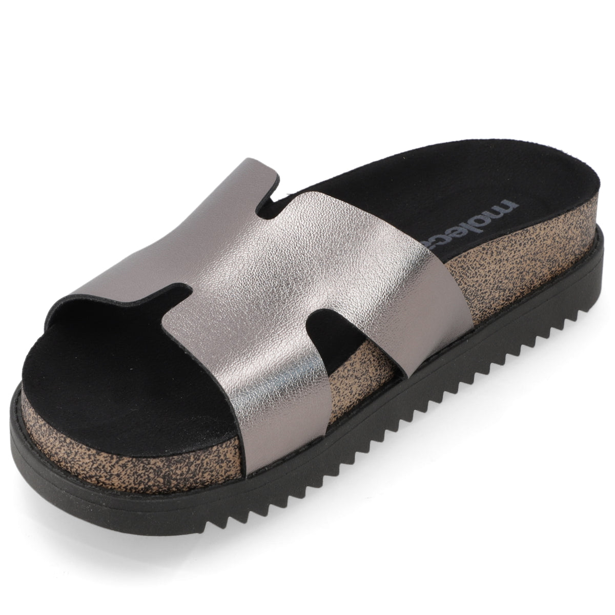 Sandalia Grafito Moleca Ecocuero Metalizado 34 / Grafito