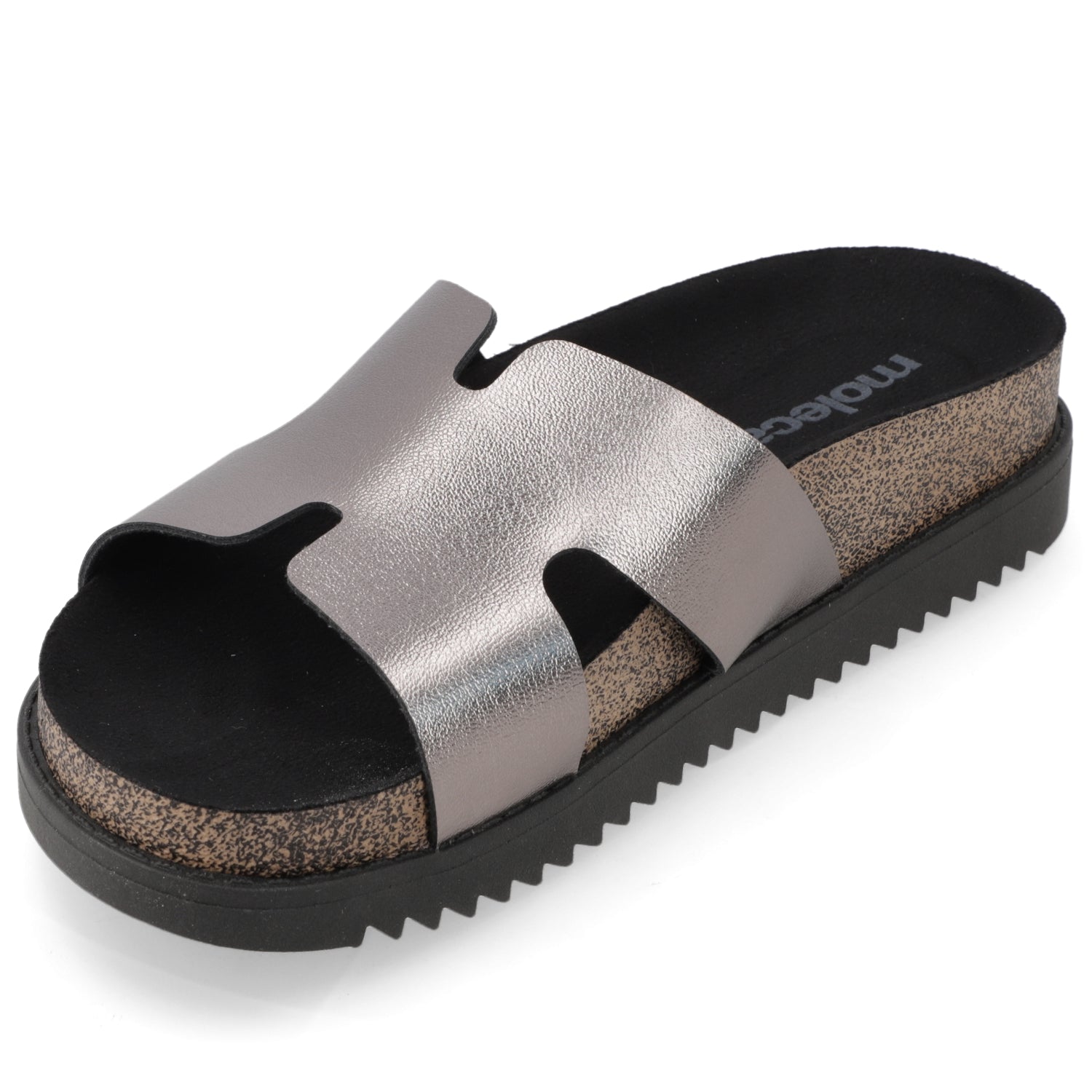 Sandalia Grafito Moleca Ecocuero Metalizado 34 / Grafito