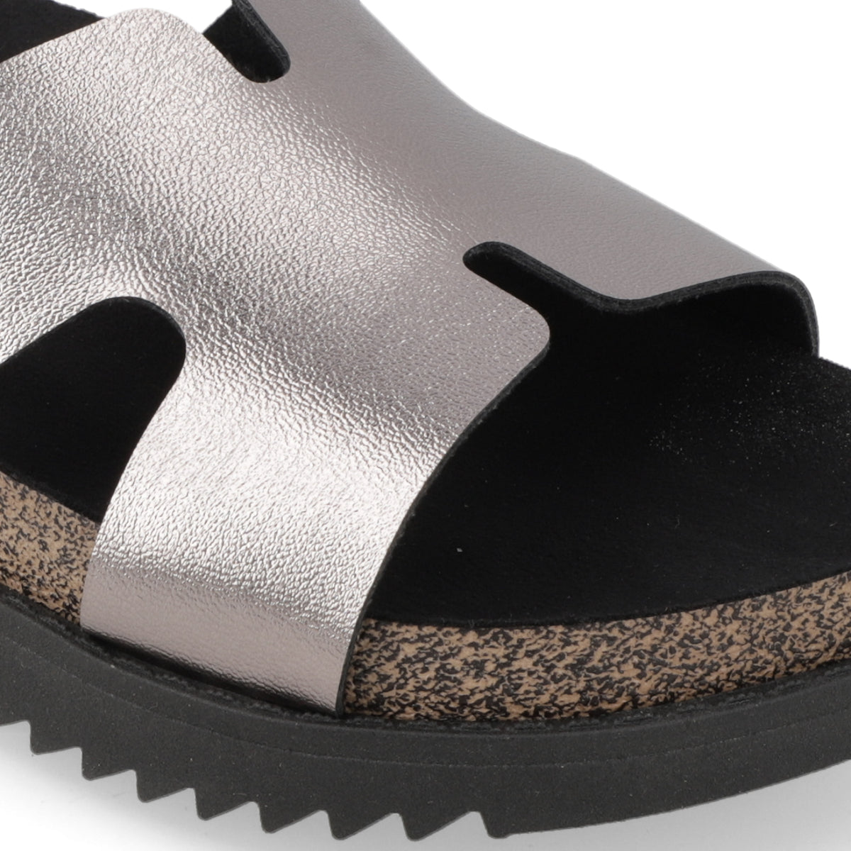 Sandalia Grafito Moleca Ecocuero Metalizado 34 / Grafito