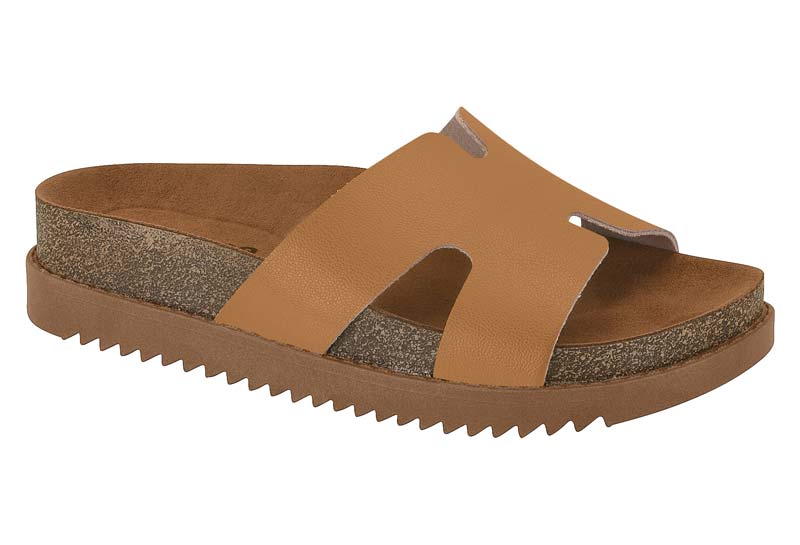 Sandalia Mujer Taco Medio Tira H Plataforma Camel Moleca