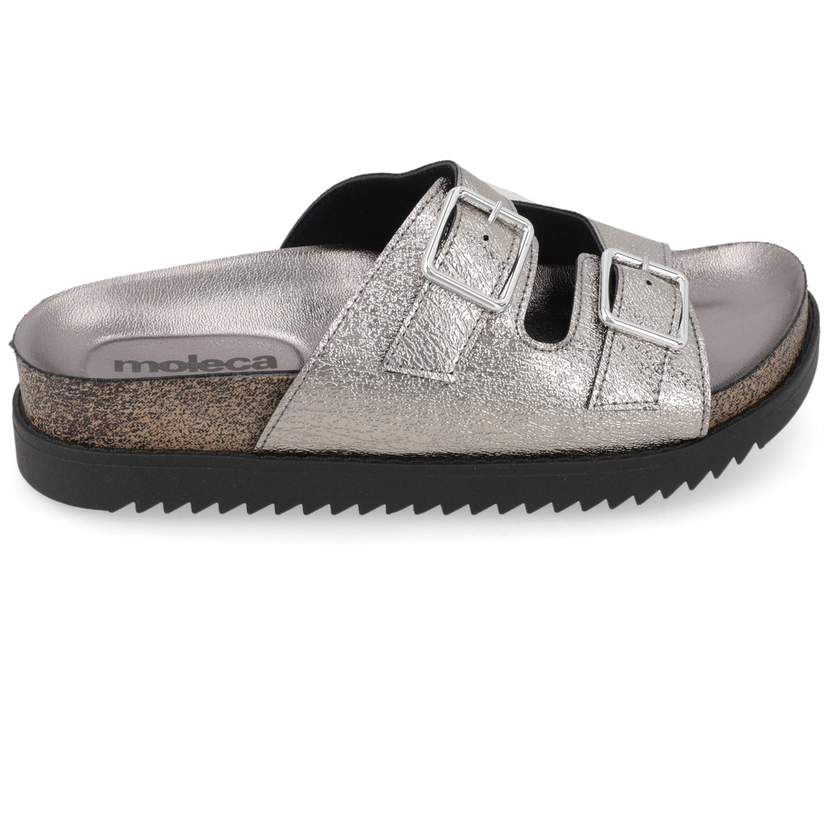 Sandalia Grafito Moleca Ecocuero Metalizado 35 / Grafito