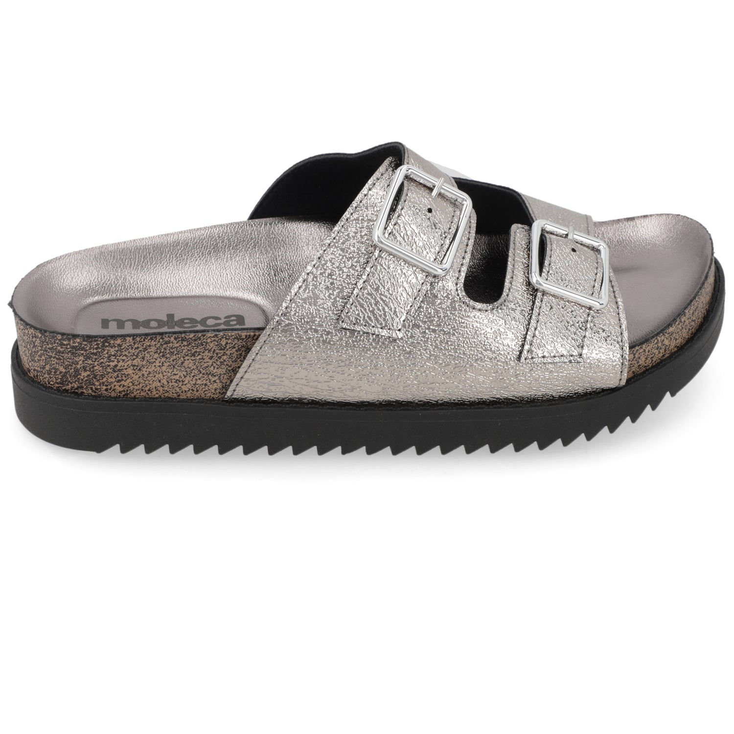 Sandalia Grafito Moleca Ecocuero Metalizado 35 / Grafito