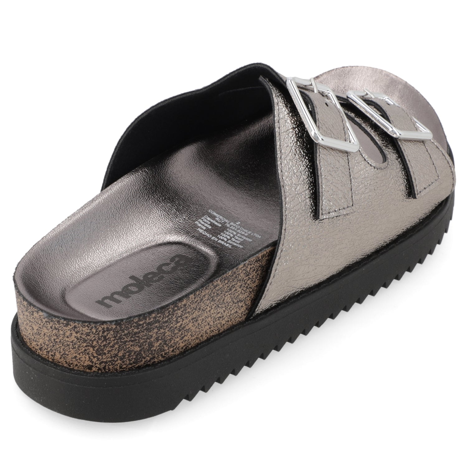 Sandalia Grafito Moleca Ecocuero Metalizado 35 / Grafito