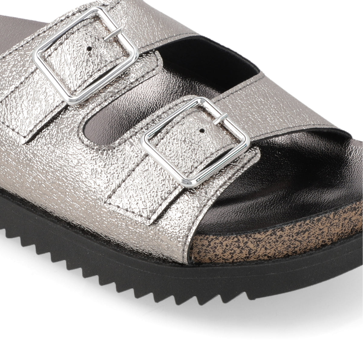 Sandalia Grafito Moleca Ecocuero Metalizado 35 / Grafito