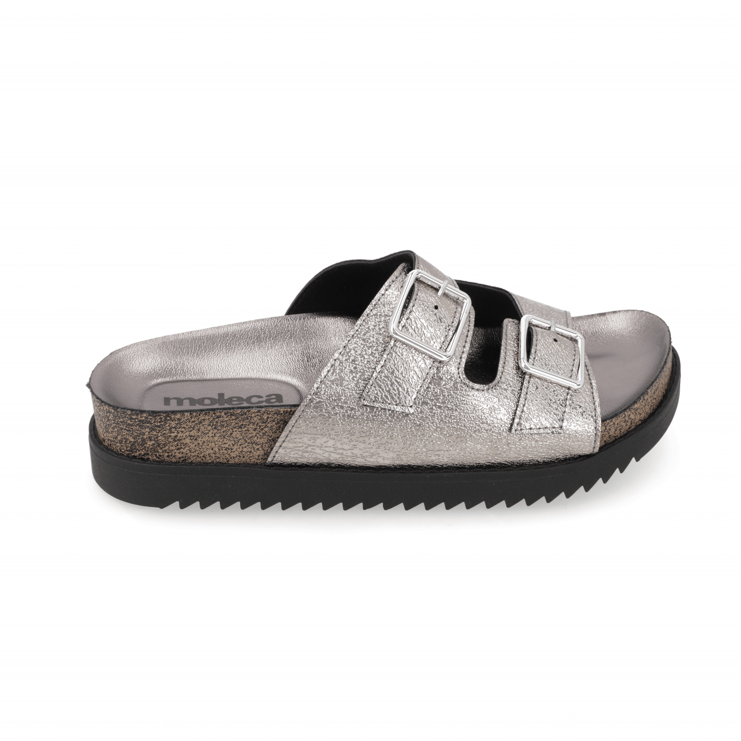 Sandalia Grafito Moleca Ecocuero Metalizado 35 / Grafito