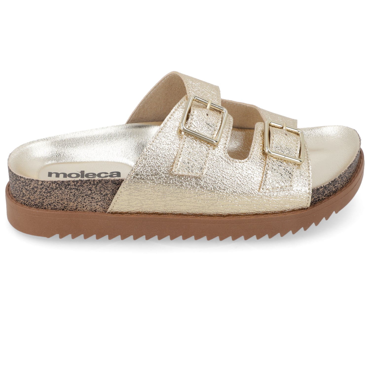 Sandalia Dorado Moleca Ecocuero Metalizado 35 / Dorado