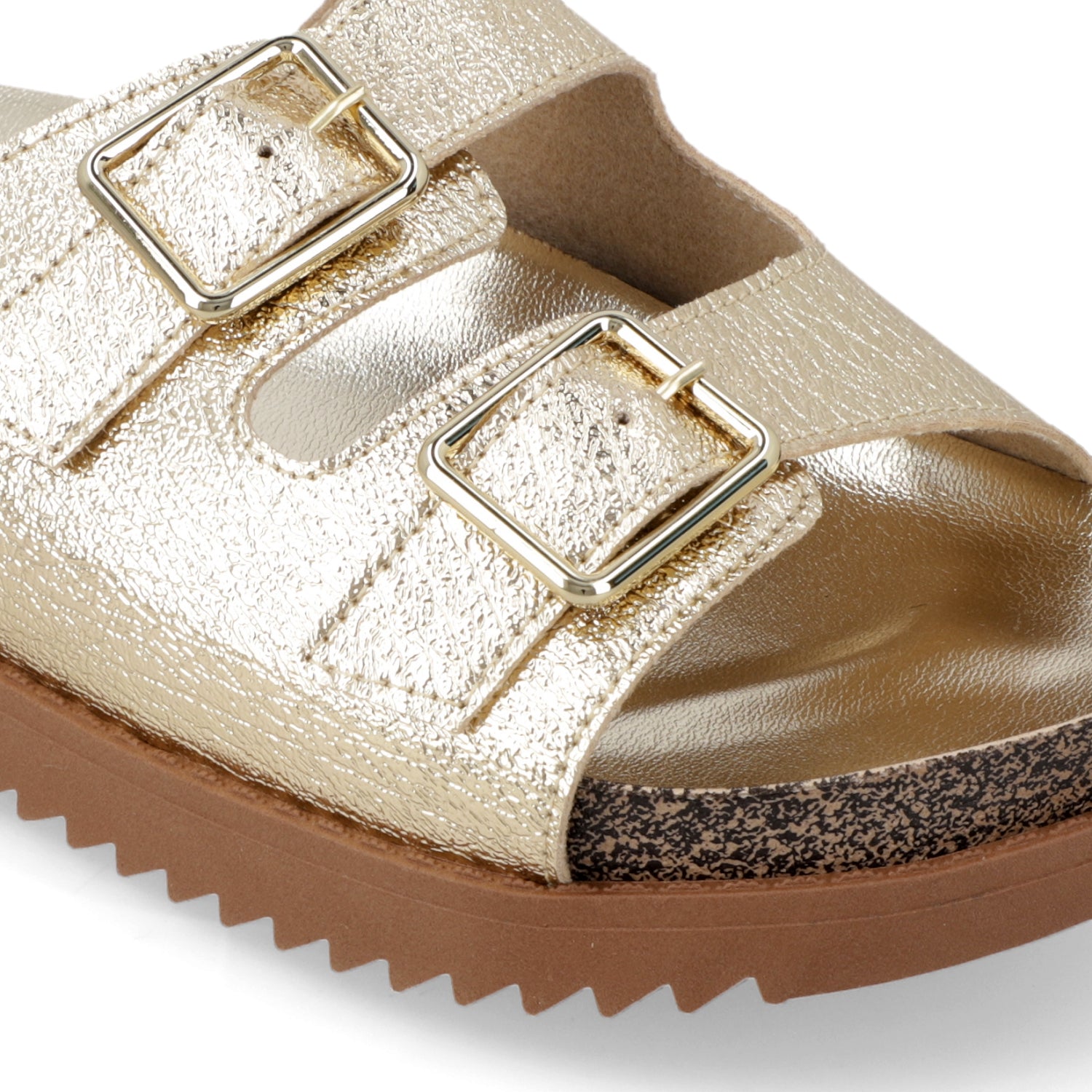 Sandalia Dorado Moleca Ecocuero Metalizado 35 / Dorado