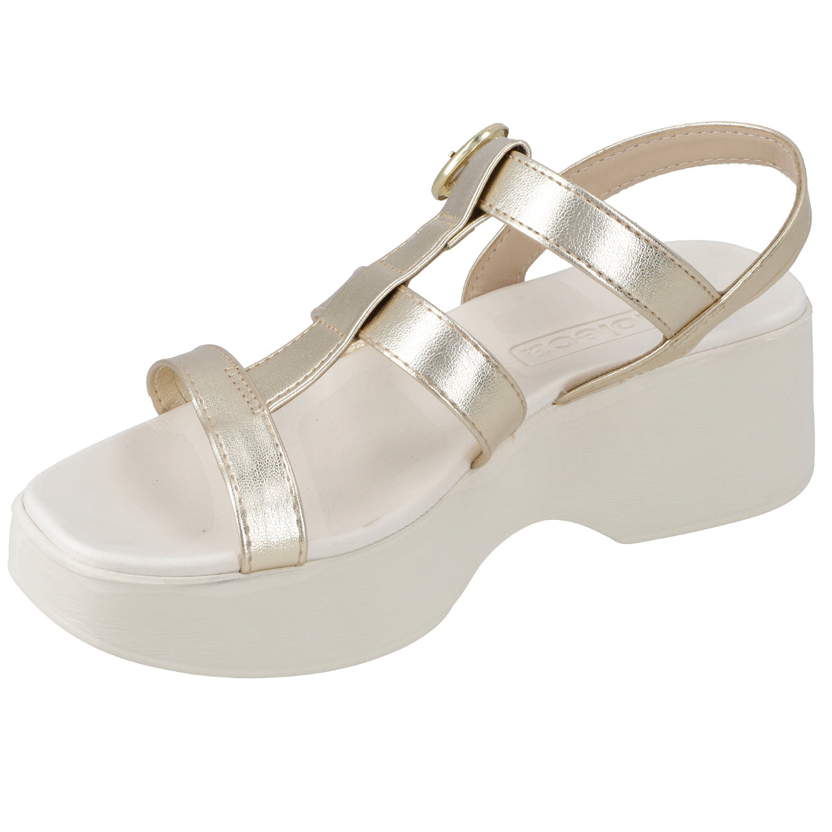 Sandalia Plana Blanca Dorado